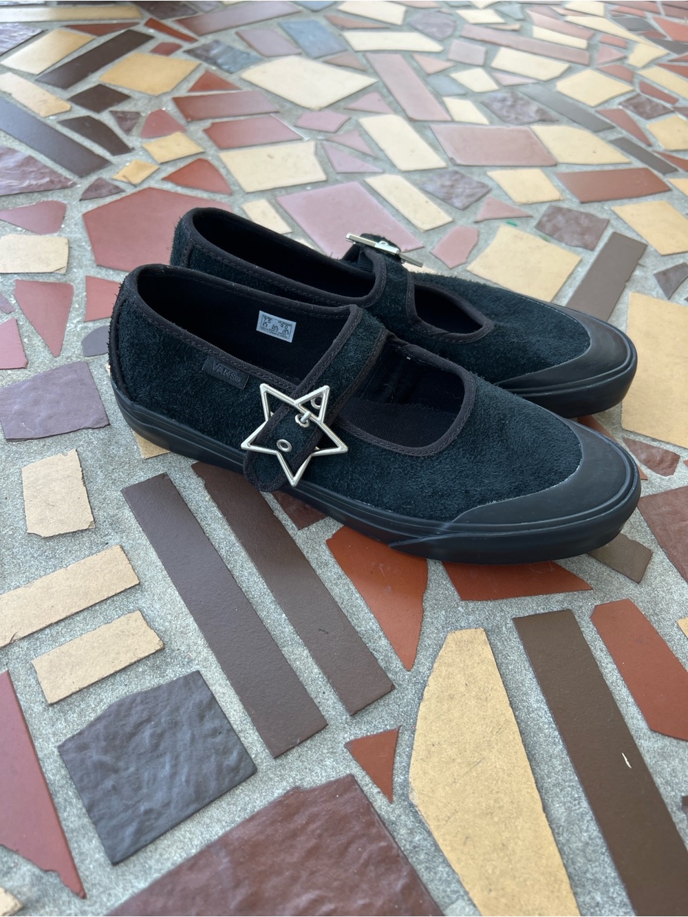 Van Black Mary Jane Sneakers with Star Buckle